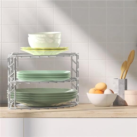 Simple Houseware 3-Tier Counter Corner Shelf Organizer, Silver - Picture 10 of 12